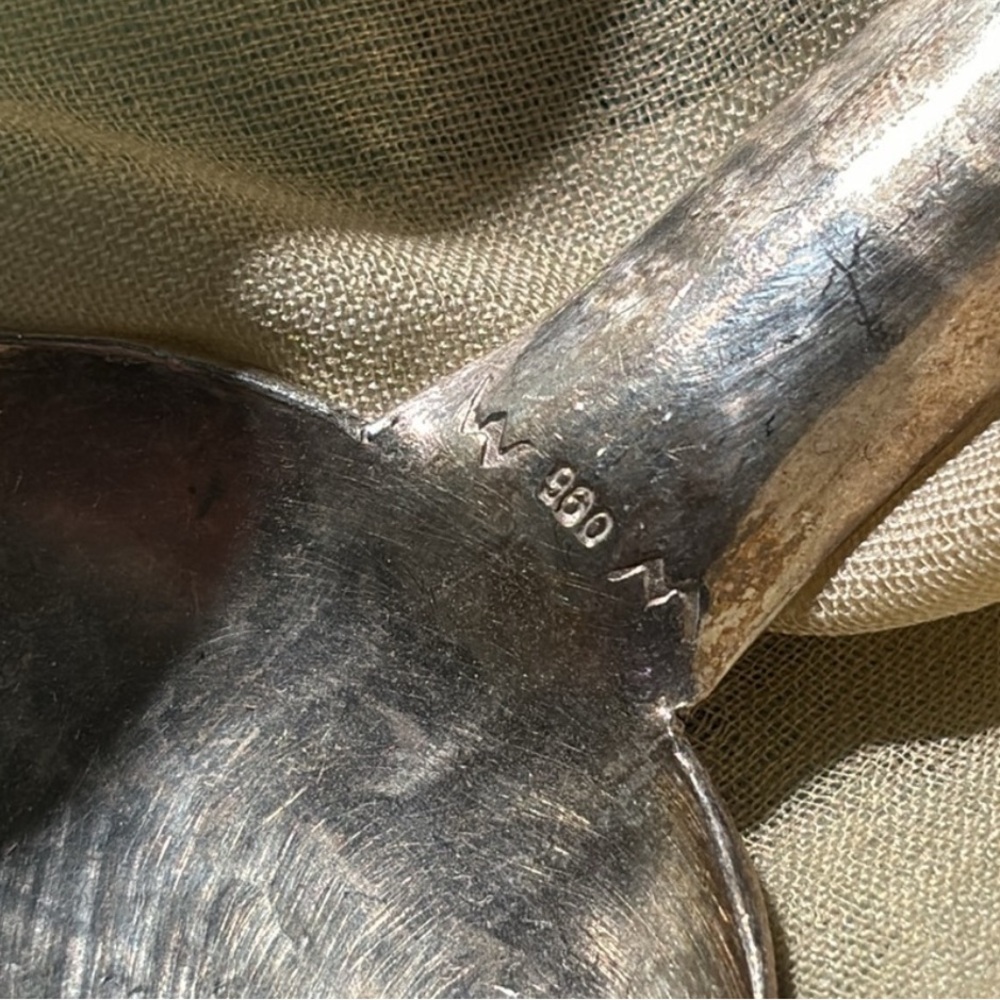 🍽️ {VINTAGE} 900 Silver Hand-Forged Floral Spoon — Artisan Silver - Picture 4 of 5